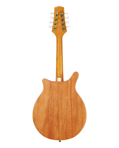 Caraya Solid Okoume Paulownia "Modern Twist" Mandolin in Sunburst w/ Bevelled Edges & Gold Hardware - DMA40