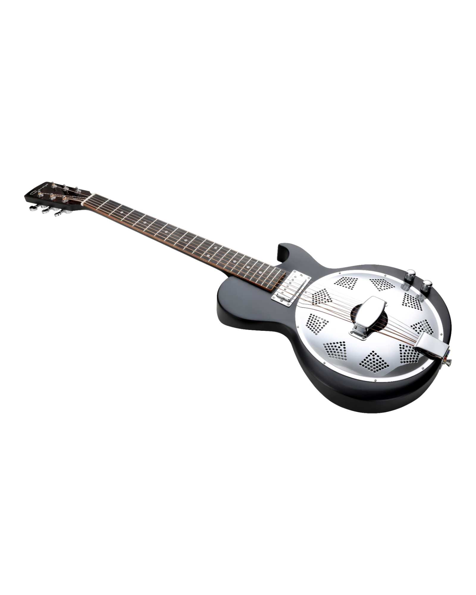 Caraya SDG80 Hybrid Electric-Acoustic Resonator Guitar – Okoume, Satin Black