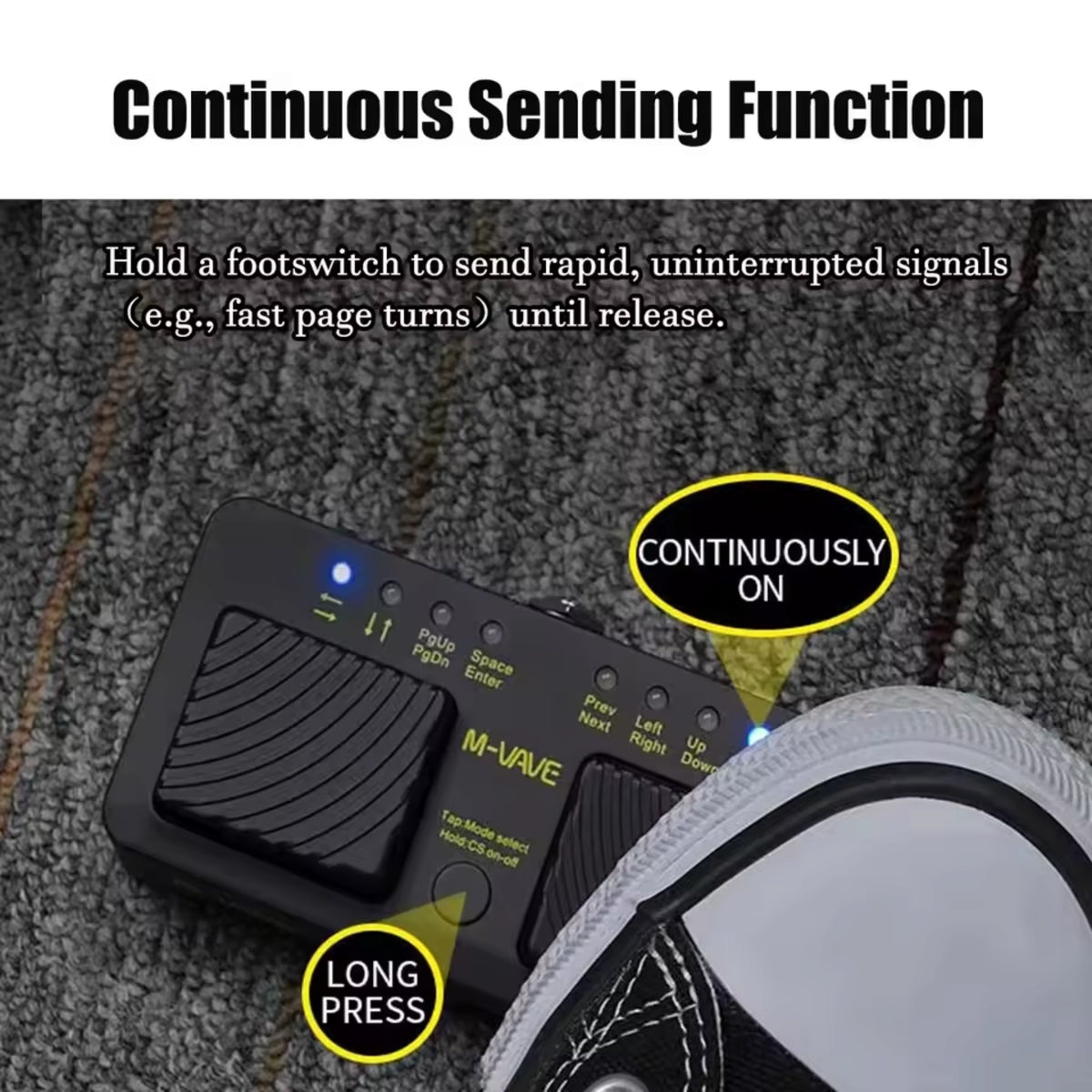 M-VAVE CUBETURNERPRO Wireless Bluetooth 2-Switch Page Turner Foot Pedal w/ 7 Modes & 48-Hour Battery