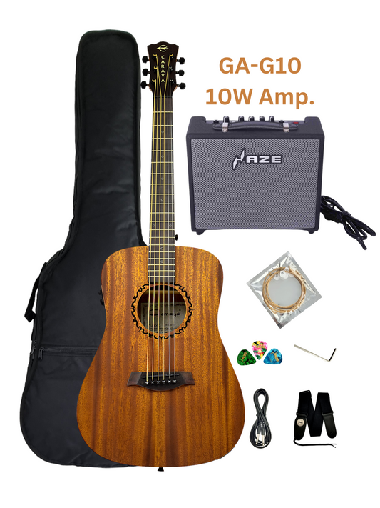 Caraya SAFAIR36EQ 36" Traveler Built-In Pickups/Tuner Acoustic Guitar - Natural  with Accessories and 10W Amp. (Optional)