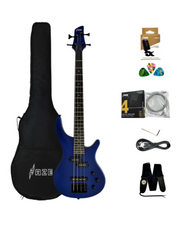 1/2 Size HAZE Electric Bass Guitar, Navy Metallic Blue 24 Frets, SBG385JB34
