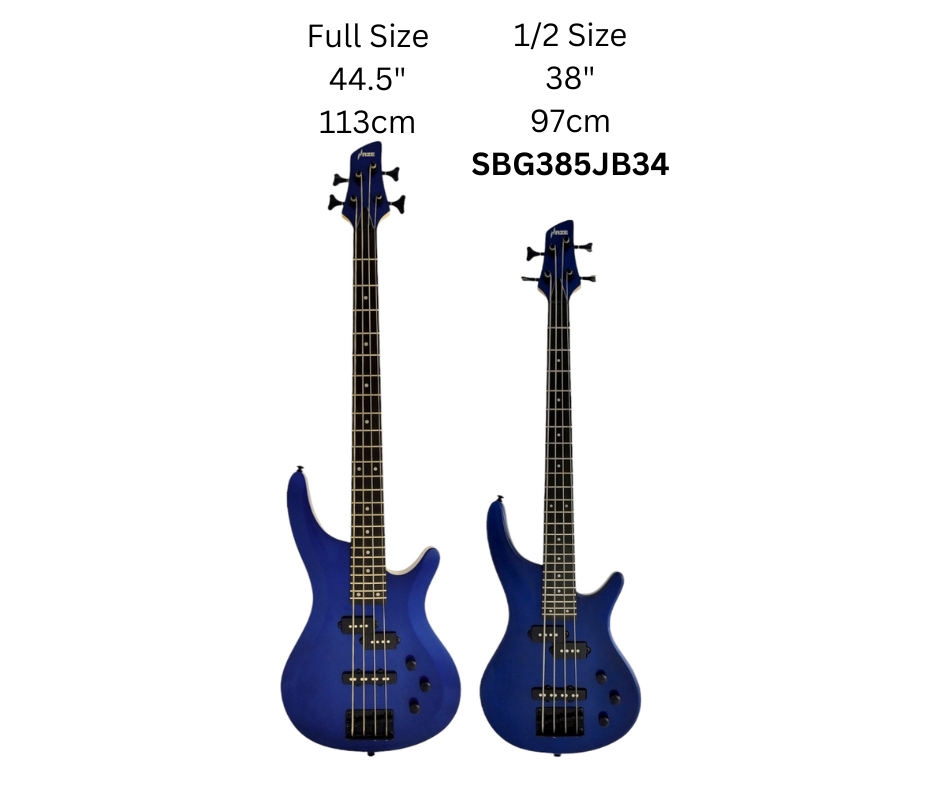 1/2 sizeHaze Shortscale Split-Coil Humbucker Electric Bass Guitar - SBG385JB34