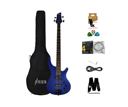 Haze Split-Coil Humbucker Solid Basswood J-Style Electric Bass Guitar - Navy SBG385JB