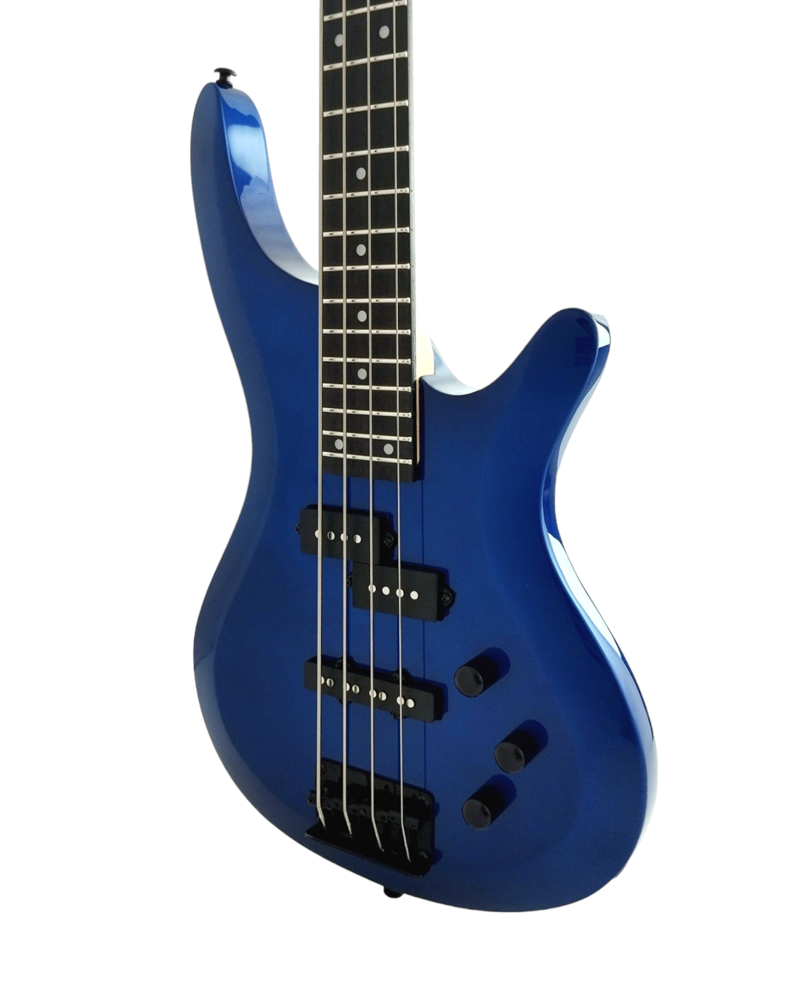Haze SBG385JB Electric Bass Guitar, 4-String, Navy Metallic Blue with Accessories and Haze CUBEBABY Multi Effects Pedals(Optional)