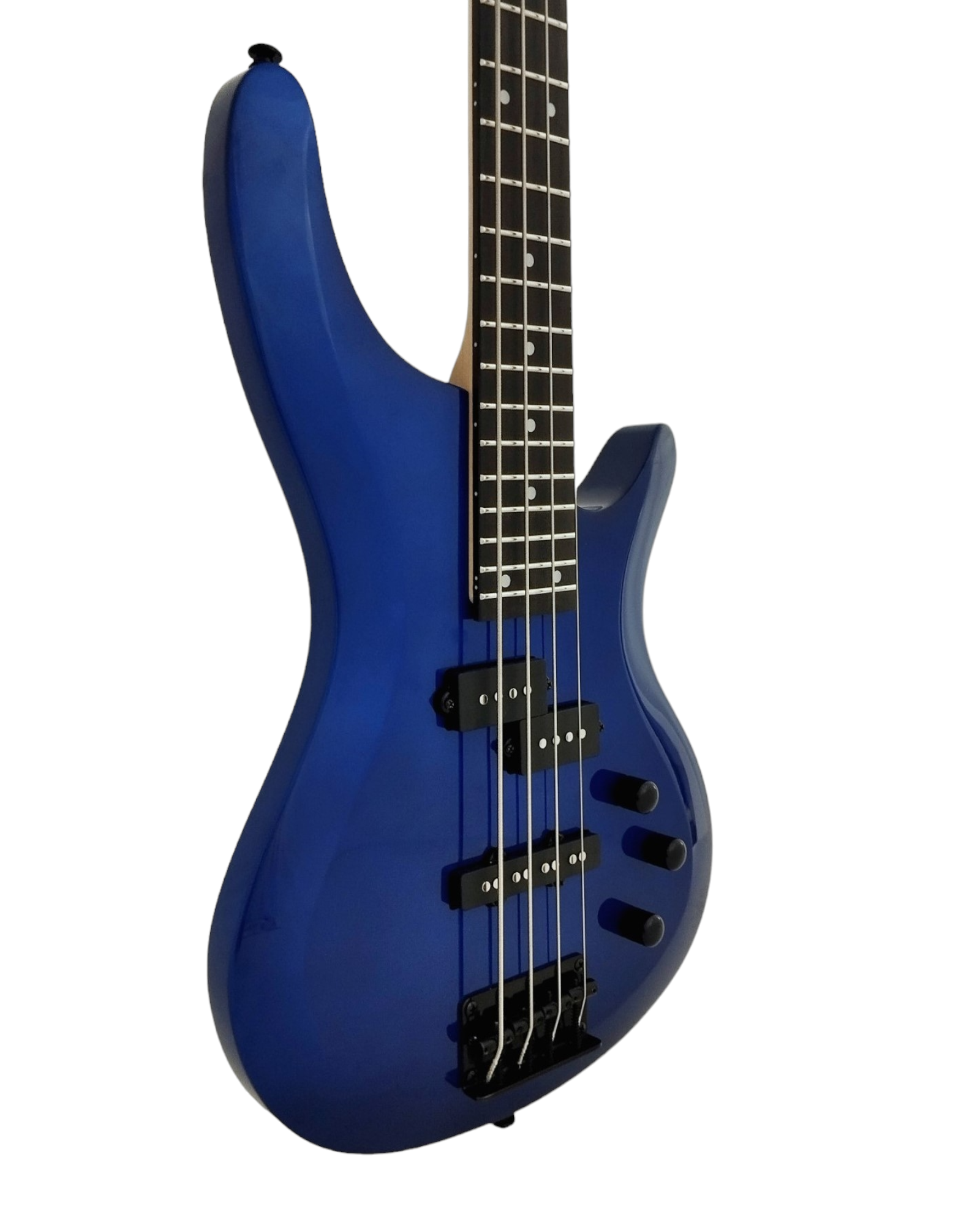 Haze SBG385JB Electric Bass Guitar, 4-String, Navy Metallic Blue with Accessories and Haze CUBEBABY Multi Effects Pedals(Optional)