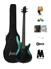 Haze Chameleon Split/Single Coil Solid Basswood J-Style Electric Bass Guitar SBG385V Accessories & CUBEBABY Pedal (Optional)