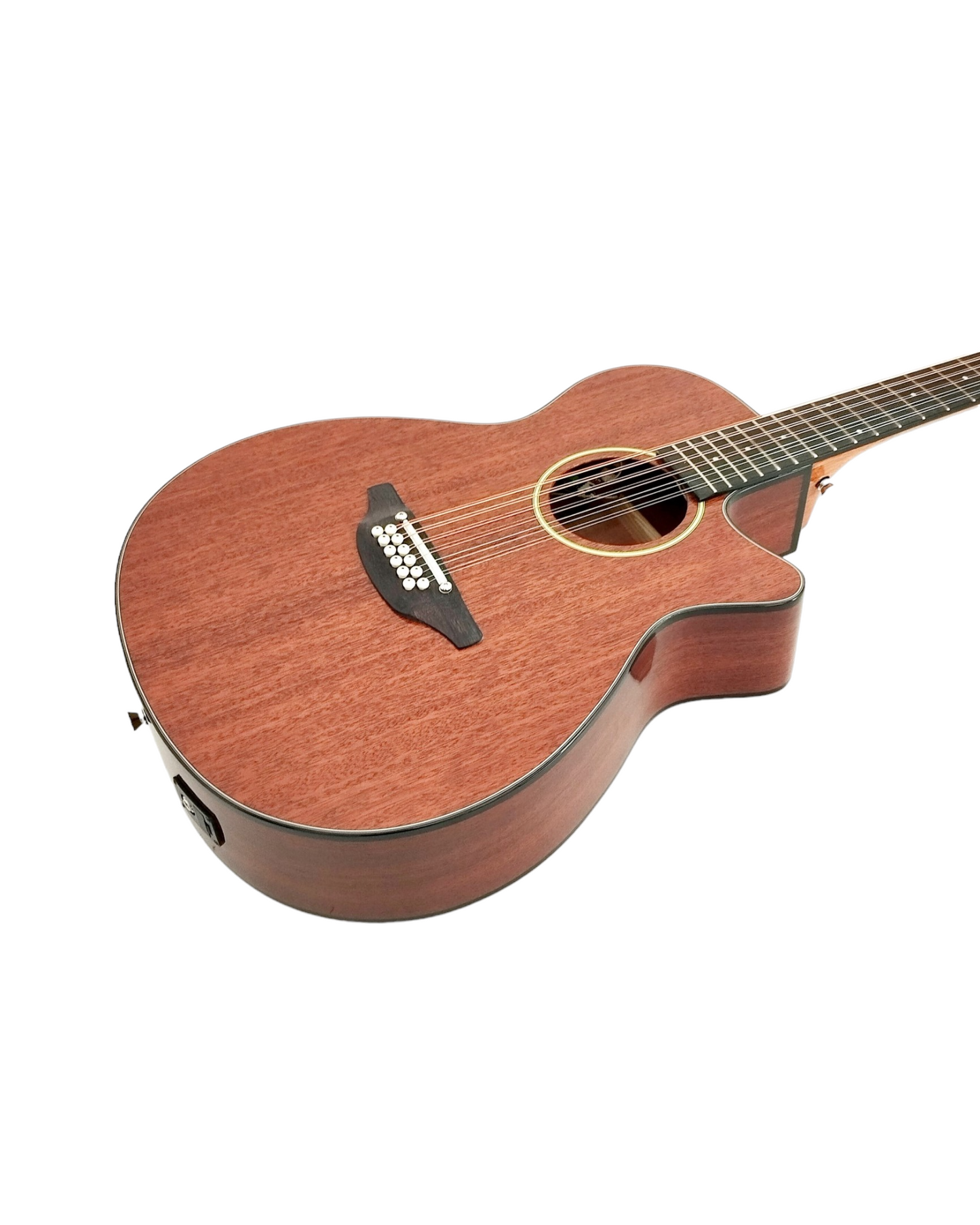 Haze SDG82712CEQSM 12-String Mahogany/Sapele Body Acoustic-Electric Guitar with Height Adjustable Saddle - Natural