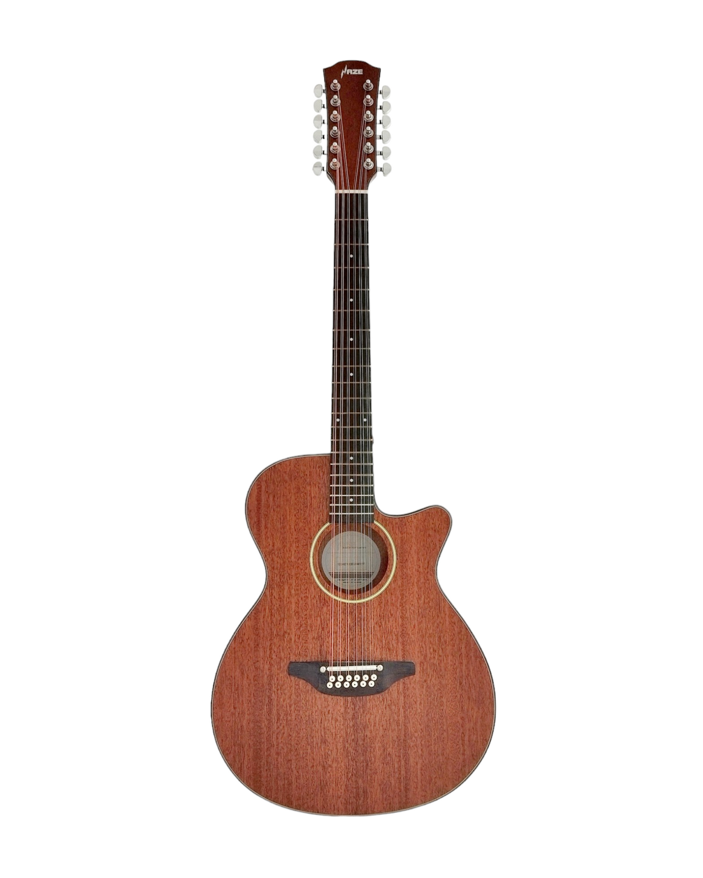 Haze SDG82712CEQSM 12-String Mahogany/Sapele Body Acoustic-Electric Guitar with Height Adjustable Saddle - Natural