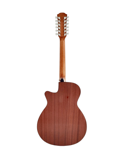 Haze SDG82712CEQSM 12-String Mahogany/Sapele Body Acoustic-Electric Guitar with Height Adjustable Saddle - Natural