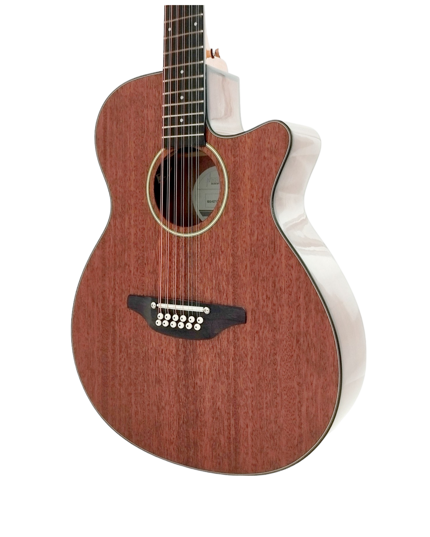 Haze SDG82712CEQSM 12-String Mahogany/Sapele Body Acoustic-Electric Guitar with Height Adjustable Saddle - Natural