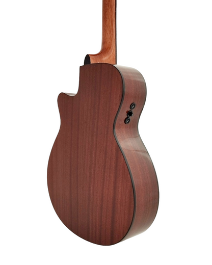 Haze SDG82712CEQSM 12-String Mahogany/Sapele Body Acoustic-Electric Guitar with Height Adjustable Saddle - Natural