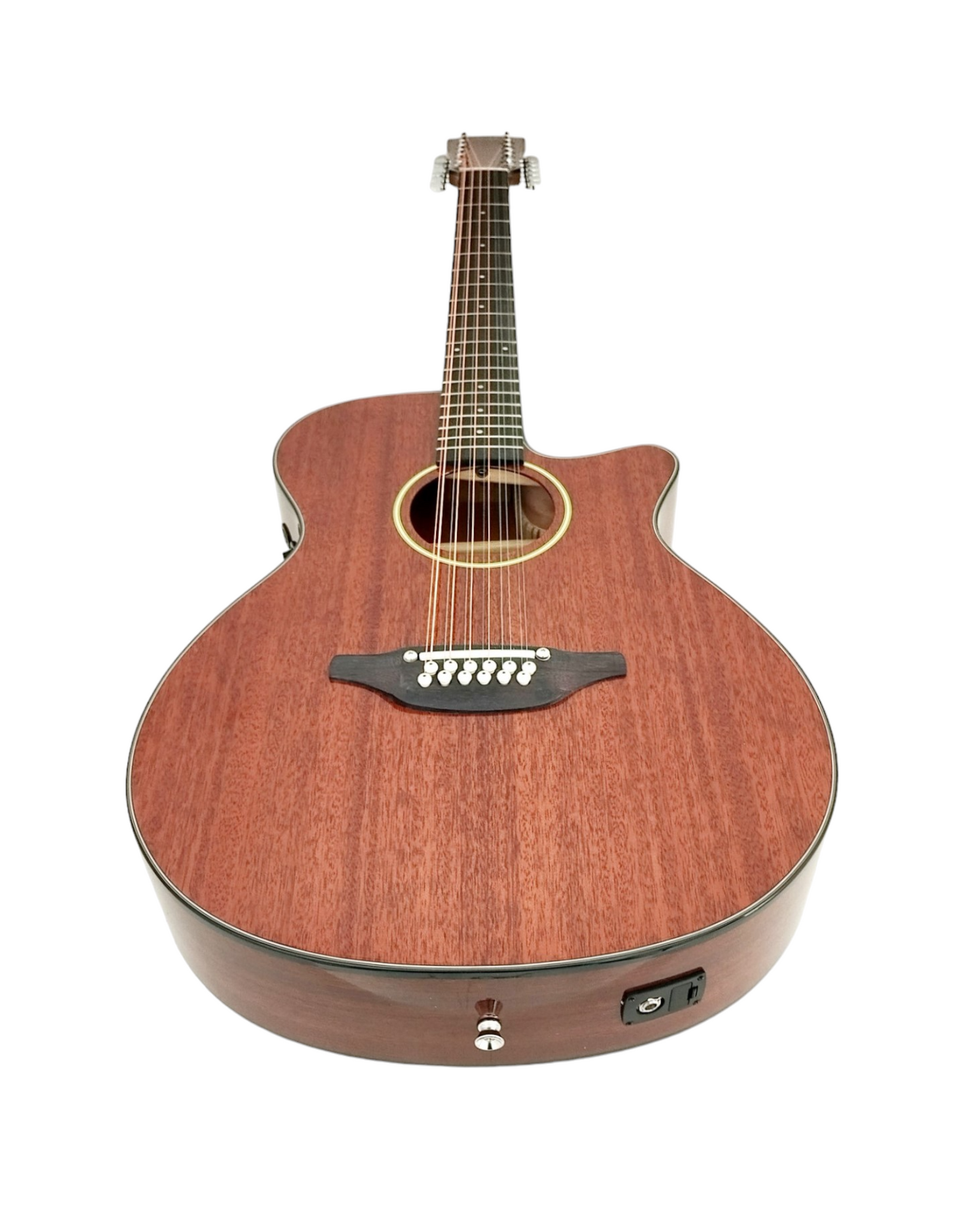 Haze SDG82712CEQSM 12-String Mahogany/Sapele Body Acoustic-Electric Guitar with Height Adjustable Saddle - Natural