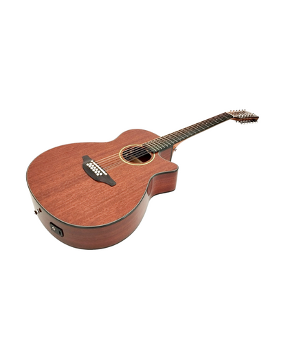 Haze SDG82712CEQSM 12-String Mahogany/Sapele Body Acoustic-Electric Guitar with Height Adjustable Saddle - Natural