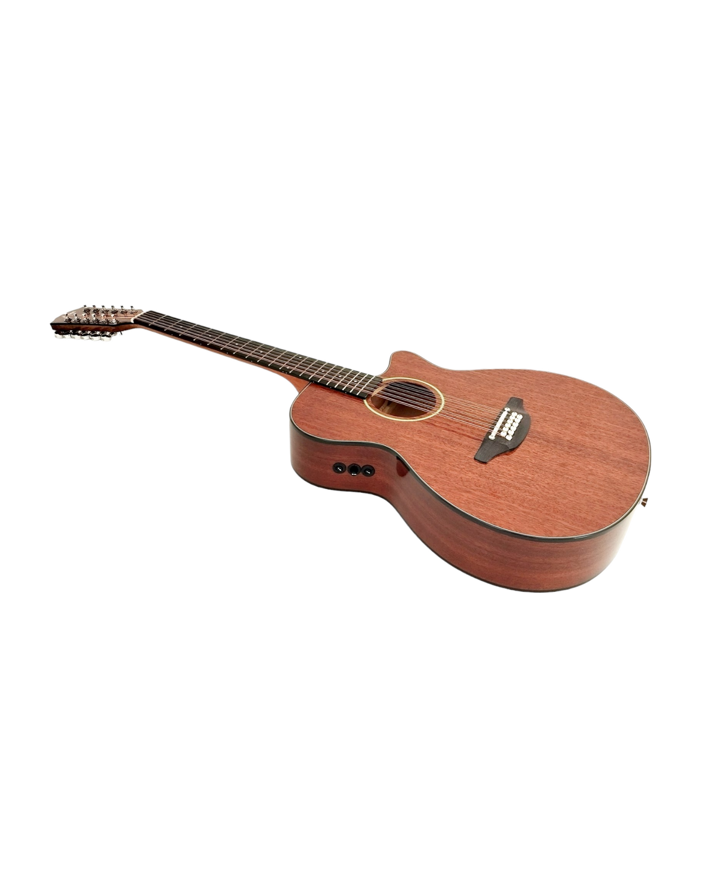 Haze SDG82712CEQSM 12-String Mahogany/Sapele Body Acoustic-Electric Guitar with Height Adjustable Saddle - Natural