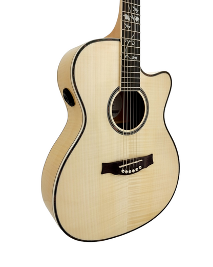 Haze All Flame Maple with Double OS1 Vibration Pickup Cutaway Acoustic Guitar - Natural SDG837SPCEQN