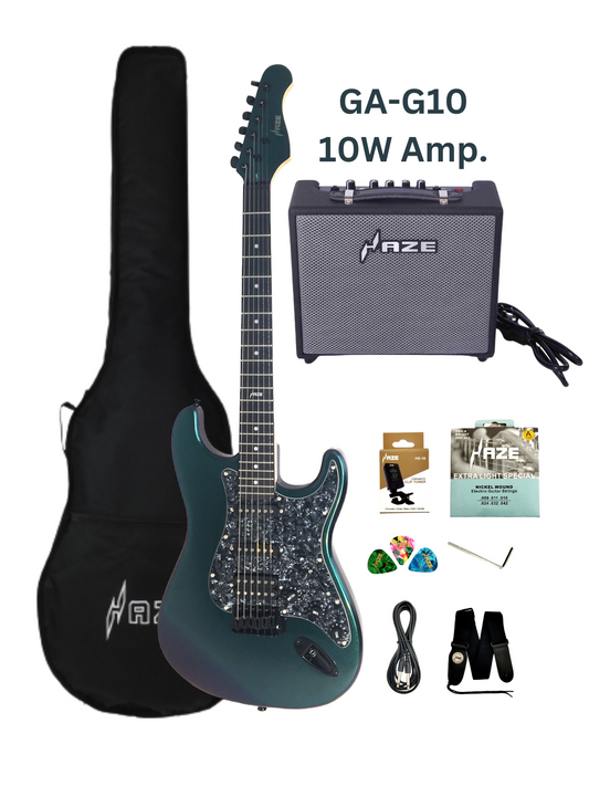 Haze Chameleon SSH Strat-Style HST Electric Guitar - Chameleon SEG211V with Accessories + 10W Amp. (Optional)