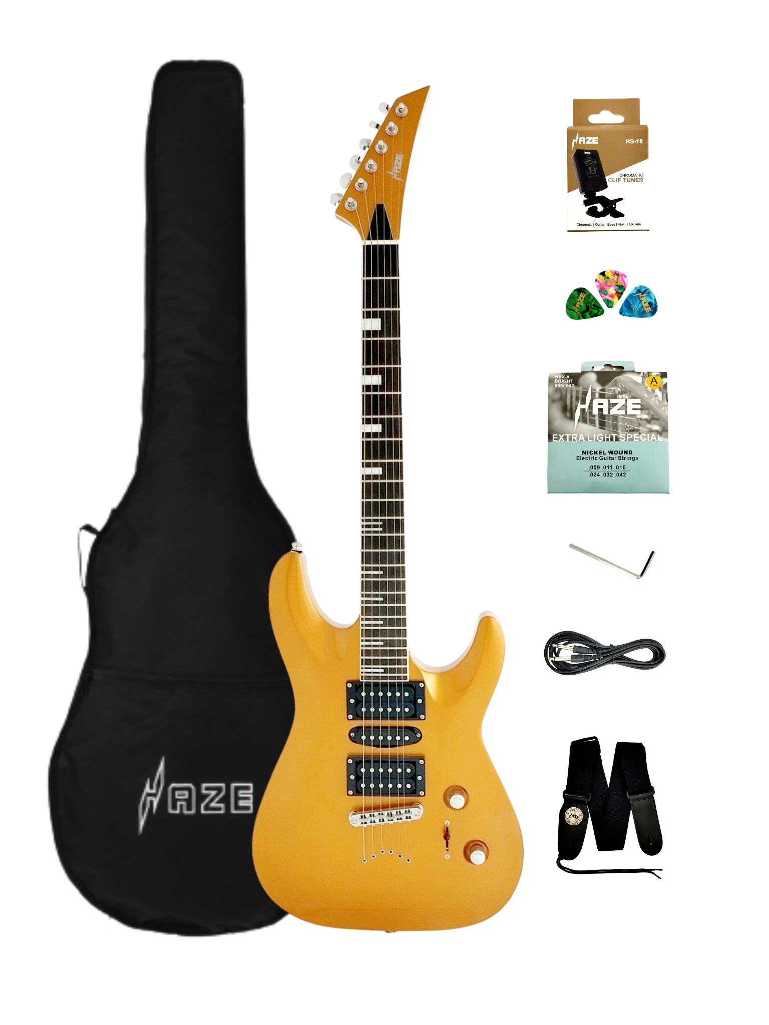 Haze SEG258 Golden Electric Guitar with HSH Pickups