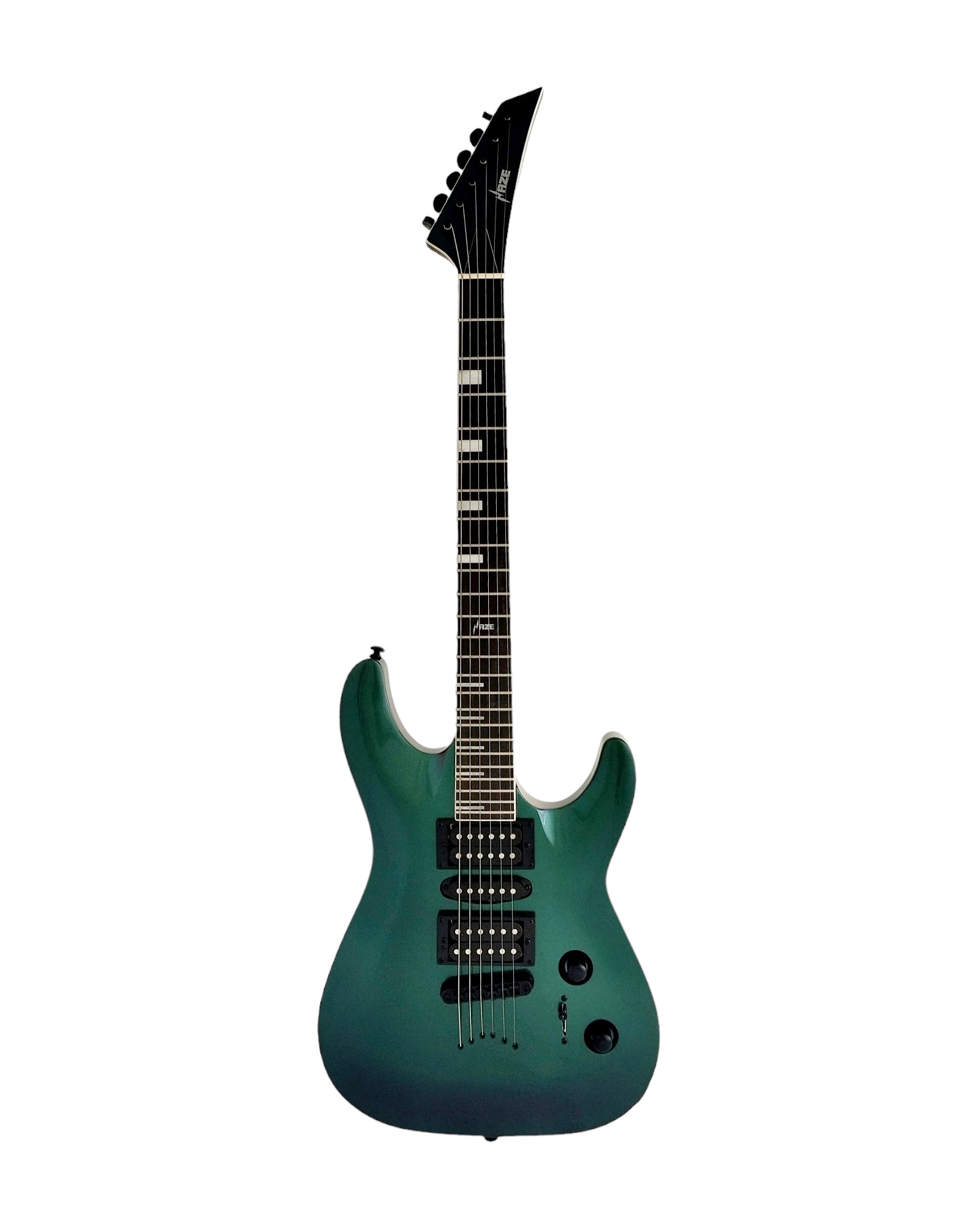 Haze SEG258 Chameleon Green/Purple Electric Guitar with HSH Pickups and Double Cutaway