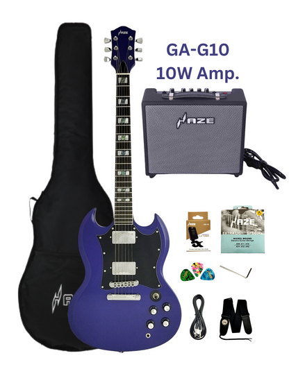 Haze Maple Neck Abalone & Mother-of-Pearl Inlay HSG Electric Guitar - Purple SEG271PU + 10W Amp (Optional)