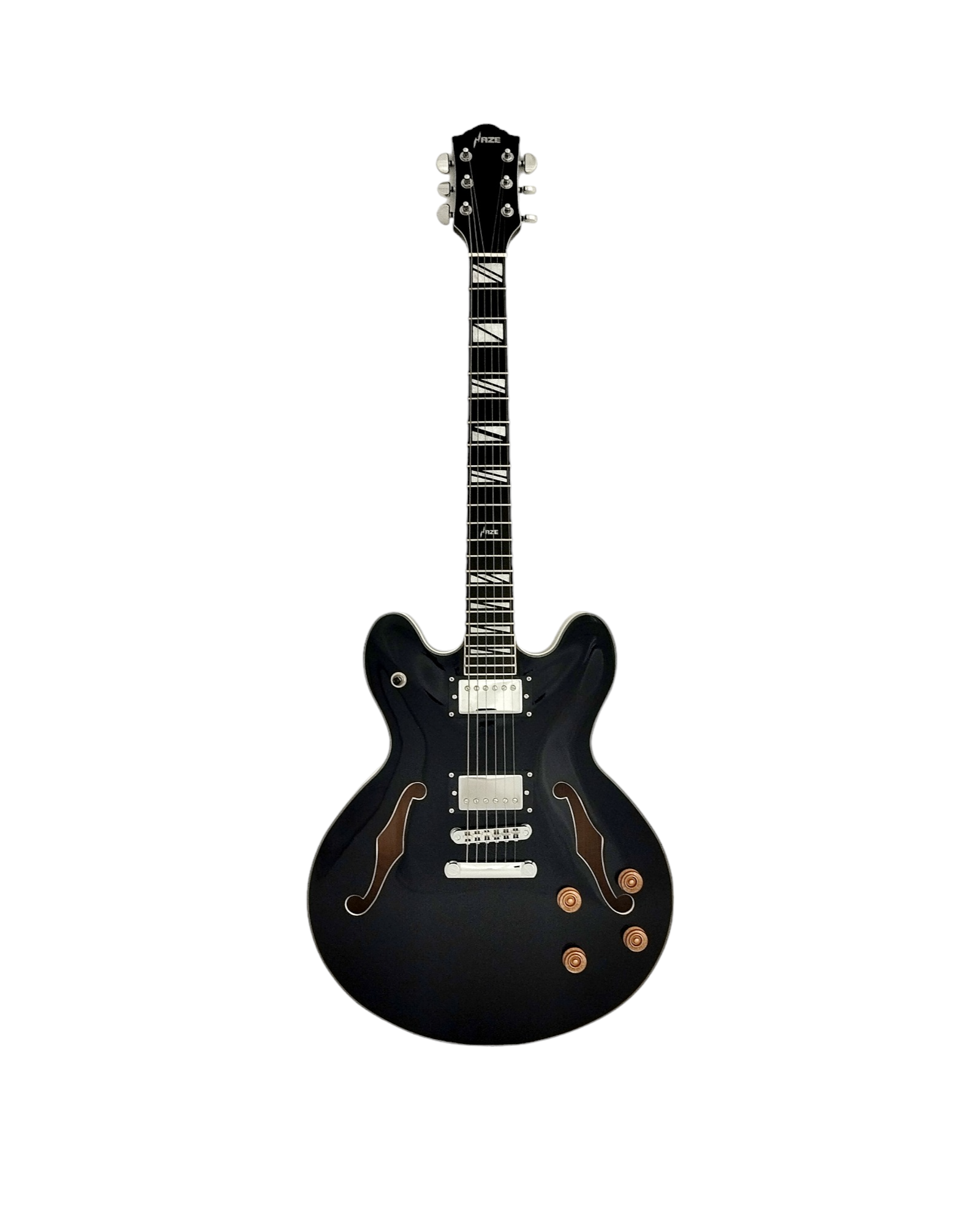 Haze SEG272 Black Semi-Hollow Electric Guitar with Dual Humbuckers