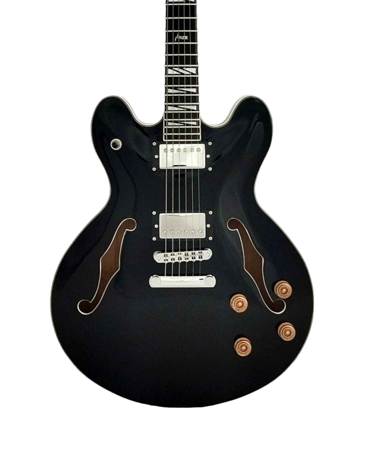 Haze Semi-Hollow Flame Maple HES Electric Guitar - Black SEG272BK