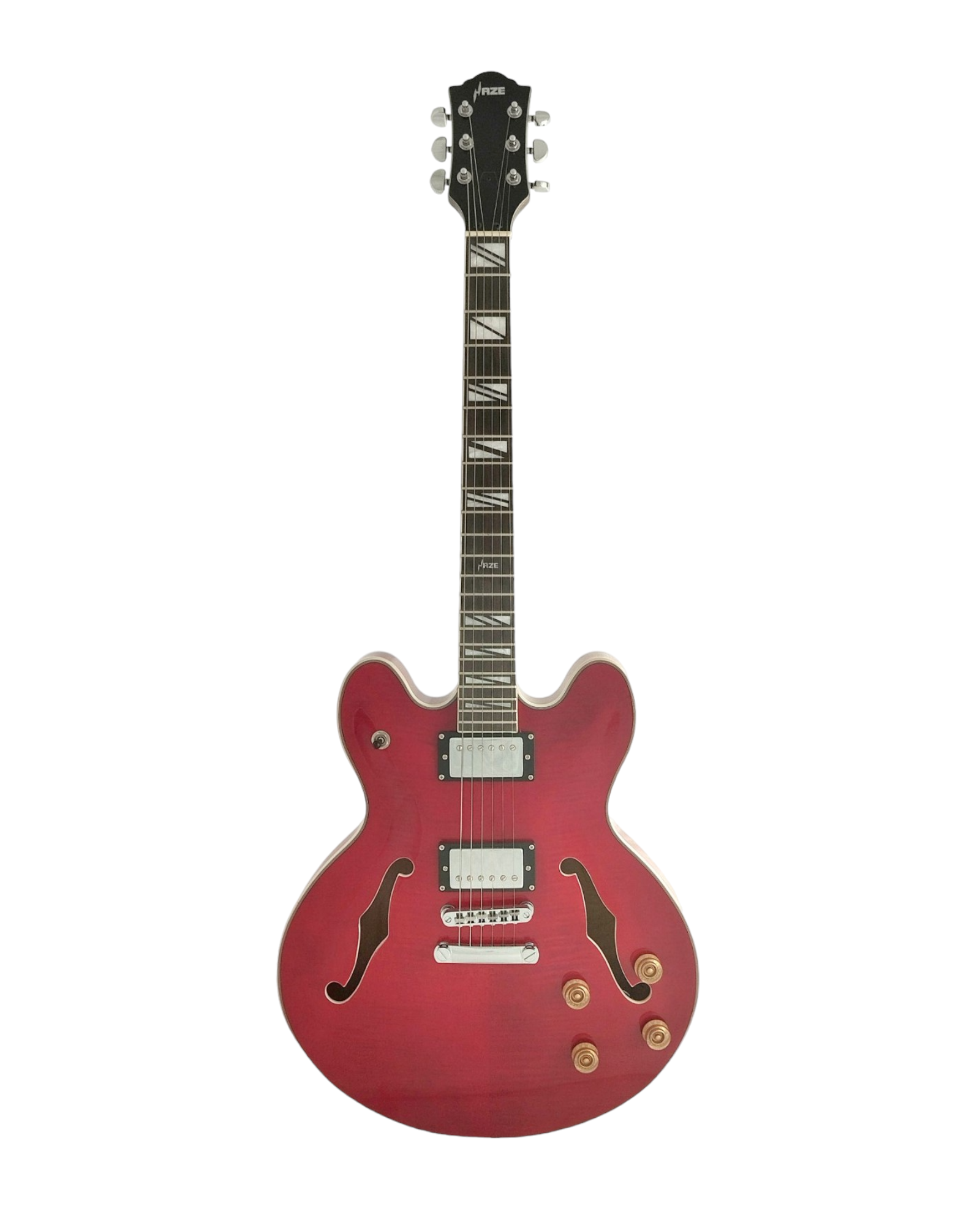 Haze SEG272 Cherry Red Semi-Hollow Electric Guitar with Dual Humbuckers