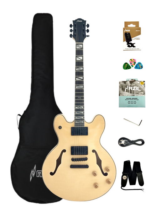 Haze Semi-Hollow Flame Maple HES Electric Guitar - Natural SEG272N