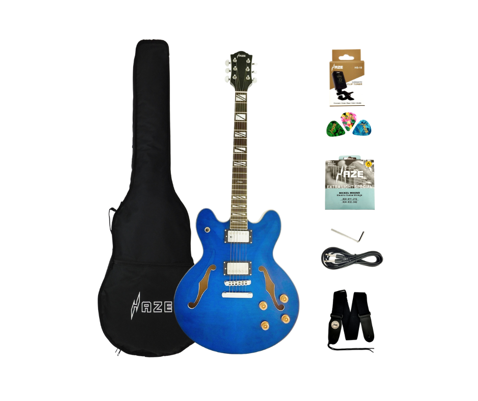 Haze Semi-Hollow Flame Maple HES Electric Guitar - Blue SEG272TBL