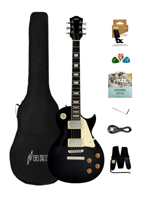 Haze Single-Cut HH Maple Electric Guitar - Black SEG277BK