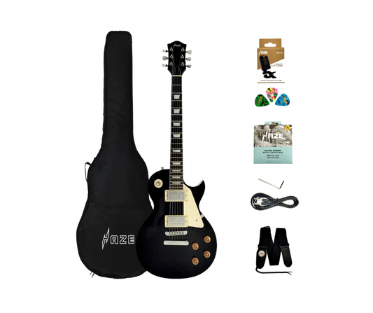 Haze Single-Cut HH Maple Electric Guitar - Black SEG277BK