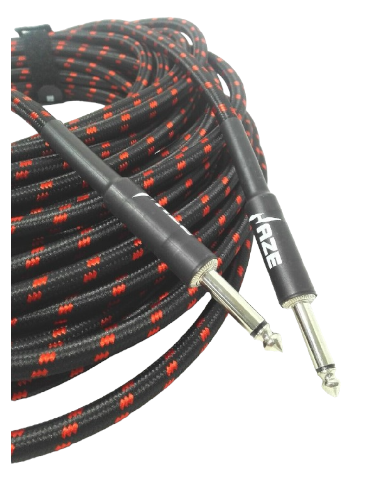 Haze Tour Grade Braided Tweed Guitar/Instrument Cable/Lead,3m,6m,10m,15m Bk+Rd SFJJ-001