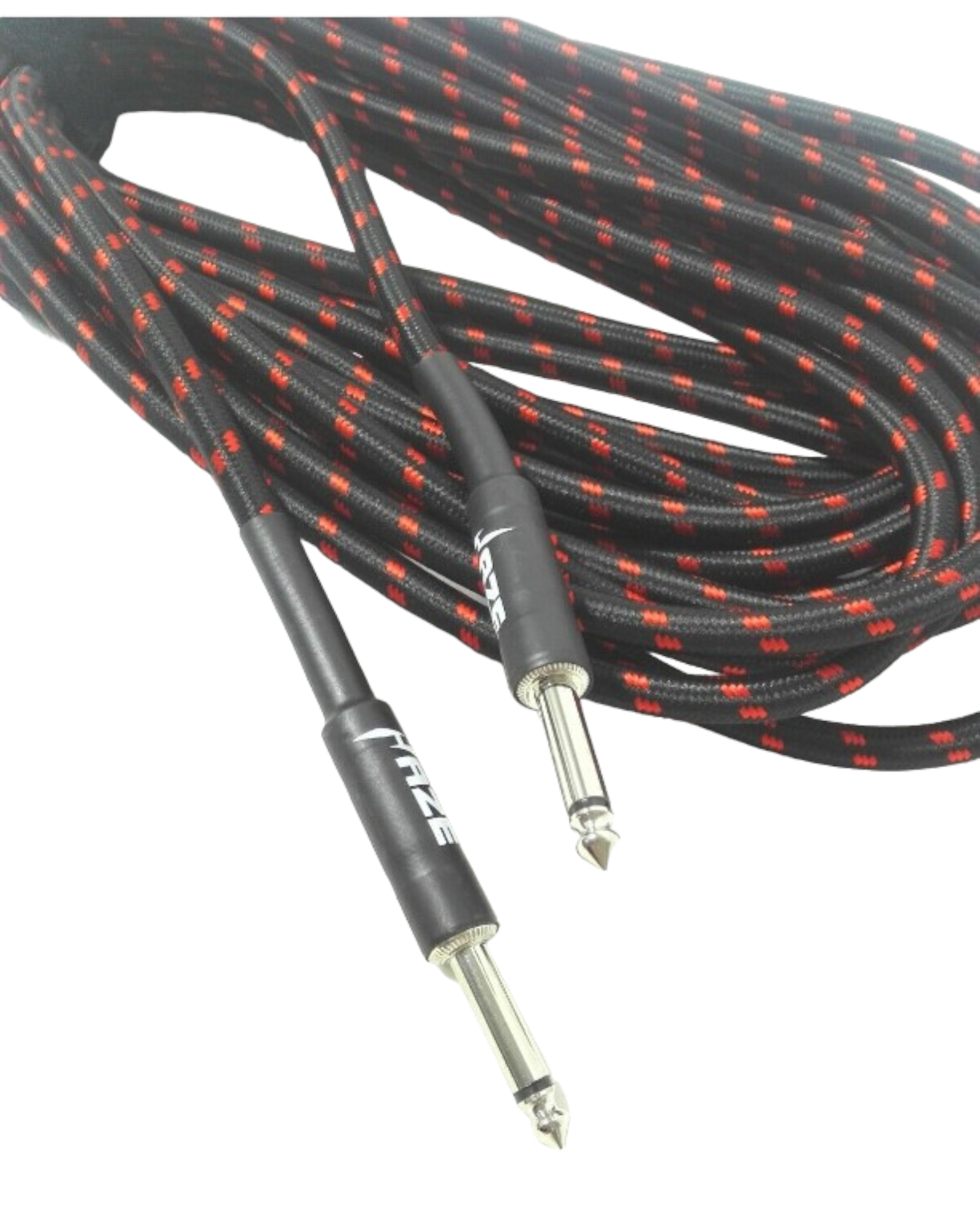 Haze Tour Grade Braided Tweed Guitar/Instrument Cable/Lead,3m,6m,10m,15m Bk+Rd SFJJ-001