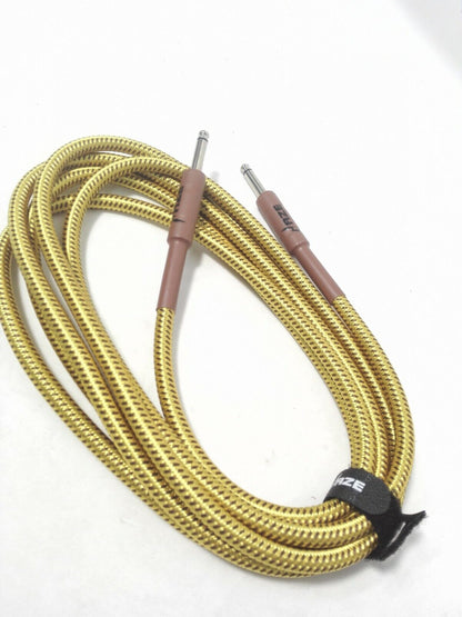 Haze Tour Grade Braided Tweed Guitar/Instrument Cable/Lead,3m,6m,10m,15m Yellow+Brown SFJJ-001