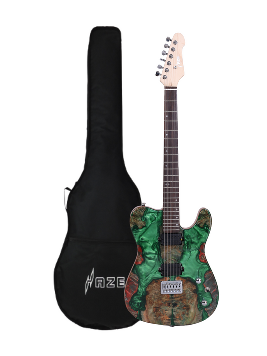 Evoke Brilliance: Haze Liquid Crystals Mahogany and Epoxy Resin Body Electric Guitar SH1910GN