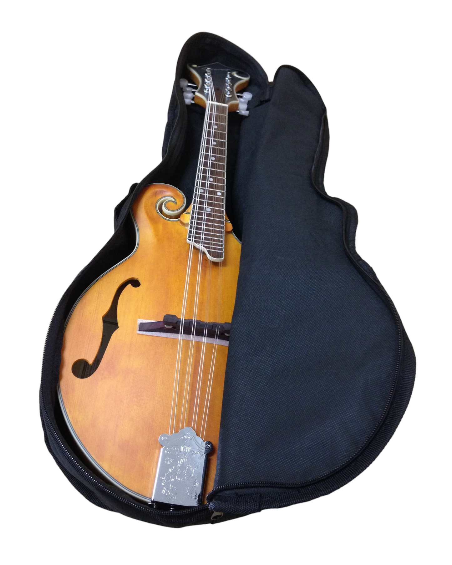 Caraya SMA938 F-Style Mandolin, Solid Spruce, Flame Maple Mandolin w/F Holes + Free Gig Bag