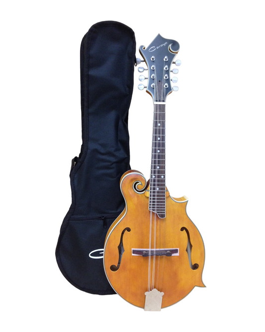 Caraya SMA938 F-Style Mandolin, Solid Spruce, Flame Maple Mandolin w/F Holes + Free Gig Bag