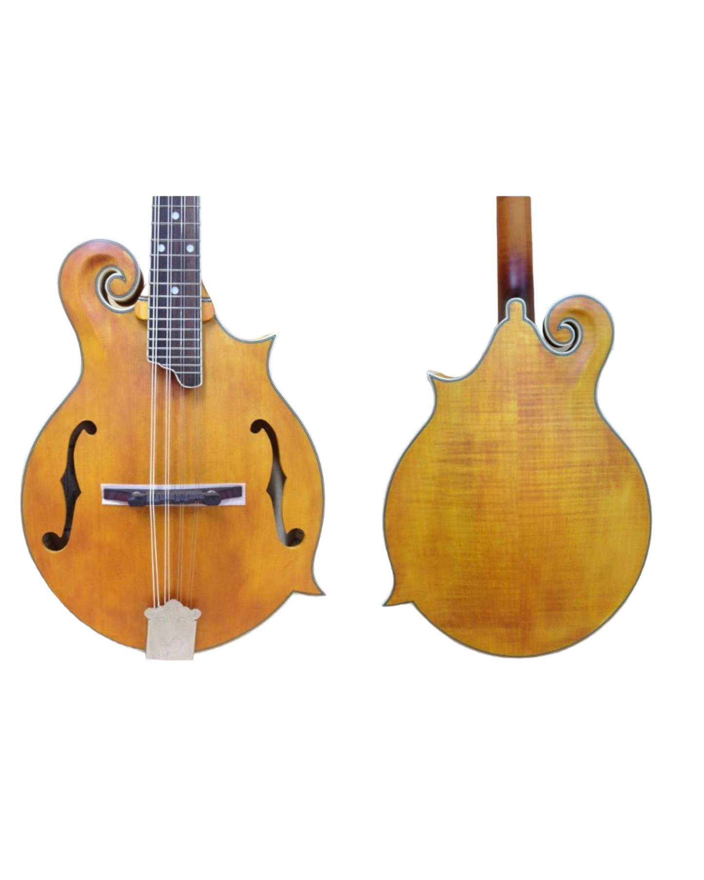 Caraya SMA938 F-Style Mandolin, Solid Spruce, Flame Maple Mandolin w/F Holes + Free Gig Bag