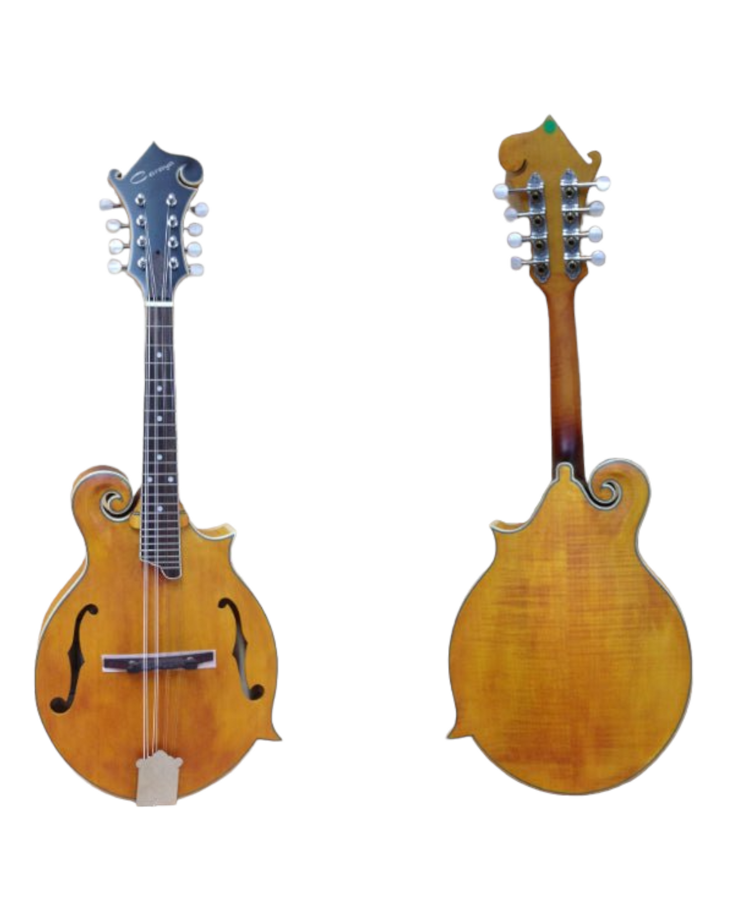 Caraya SMA938 F-Style Mandolin, Solid Spruce, Flame Maple Mandolin w/F Holes + Free Gig Bag