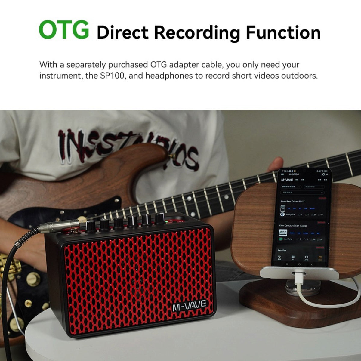 M-VAVE SP100 Portable Rechargable 10W Electric Guitar Amplifier w/ 9 Tones, 6 Effects & Bluetooth