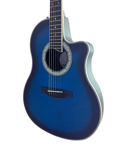 Haze  Roundback Built-In Pickups/Tuner Acoustic Guitar - Blue SP721CEQBLS