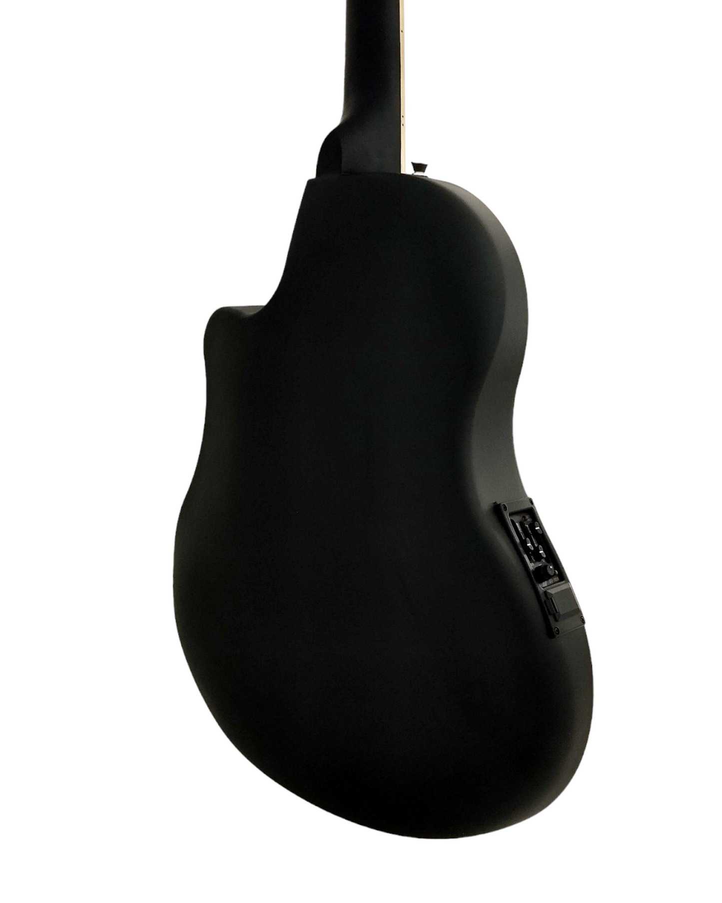 Haze Roundback Built-In Pickups Fibre Glass Back Acoustic Guitar - Black SP721CEQMBK