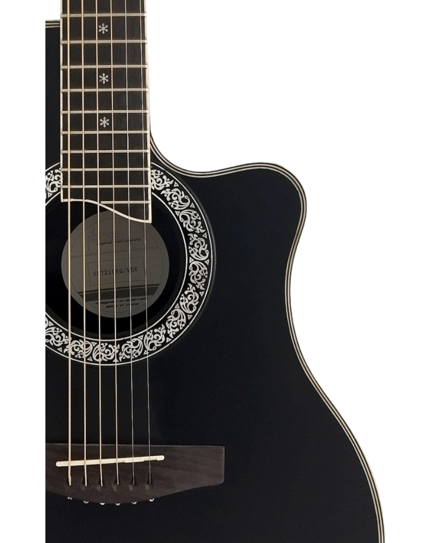 Haze Roundback Built-In Pickups Fibre Glass Back Acoustic Guitar - Black SP721CEQMBK