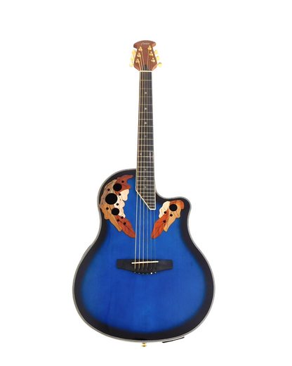 Haze SP723CEQBLS Fibre Glass Roundback Built-In Pickups/Tuner Acoustic Guitar - Blue with Accessories and 10W Amp. (Optional)