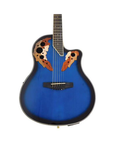 Haze SP723CEQBLS Fibre Glass Roundback Built-In Pickups/Tuner Acoustic Guitar - Blue with Accessories and 10W Amp. (Optional)