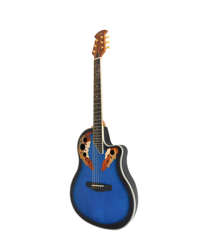 Haze SP723CEQBLS Fibre Glass Roundback Built-In Pickups/Tuner Acoustic Guitar - Blue with Accessories and 10W Amp. (Optional)