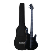 Haze SPB3270BK Fretless 4-String Electric Bass Guitar,Black,Neck-Thru + Free Gig Bag