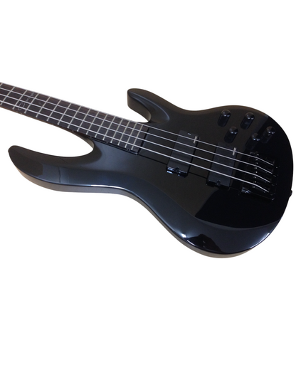 Haze SPB3270BK Fretless 4-String Electric Bass Guitar,Black,Neck-Thru + Free Gig Bag