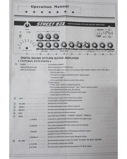 Belcat STREEBOX 15W Rechargeable Guitar Amplifier, Mic, Reverb, Delay, Chorus, Tremolo