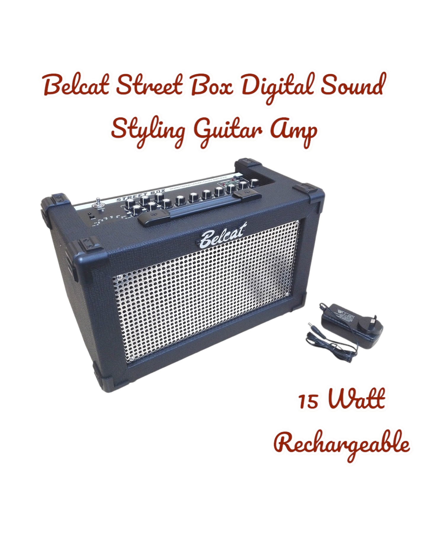 Belcat STREEBOX 15W Rechargeable Guitar Amplifier, Mic, Reverb, Delay, Chorus, Tremolo