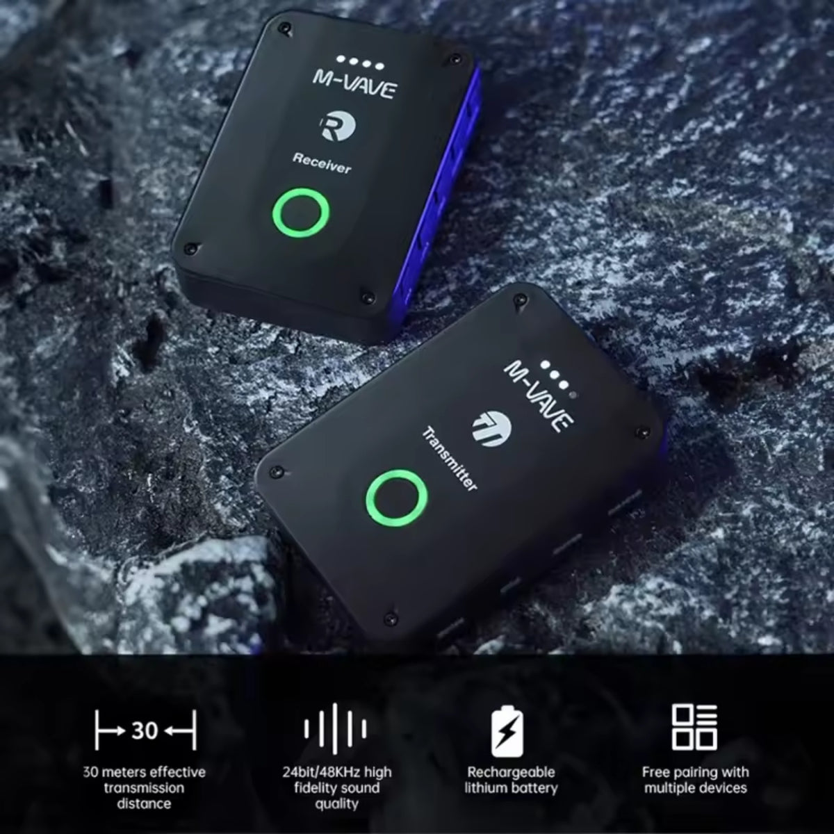 M-VAVE WP9 Wireless 2.4GHz Low-Latency In-Ear Monitor Transmitter / Reciever - 30m Range